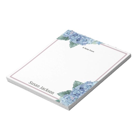 Personalisierte Hydrangea, rosa und blaue Notepad Notizblock (Rotiert)