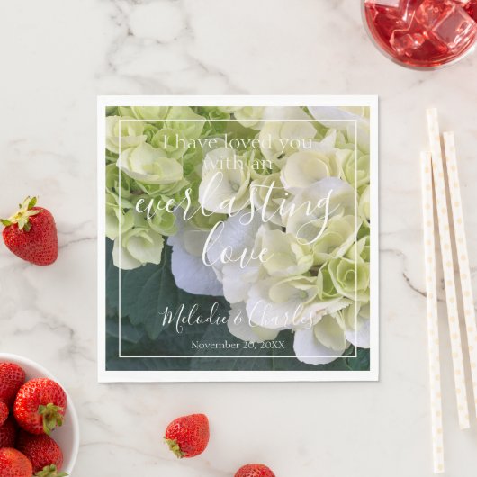 Personalisierte Hydrangea Weiße Elegante Liebe Serviette (Beispiel)