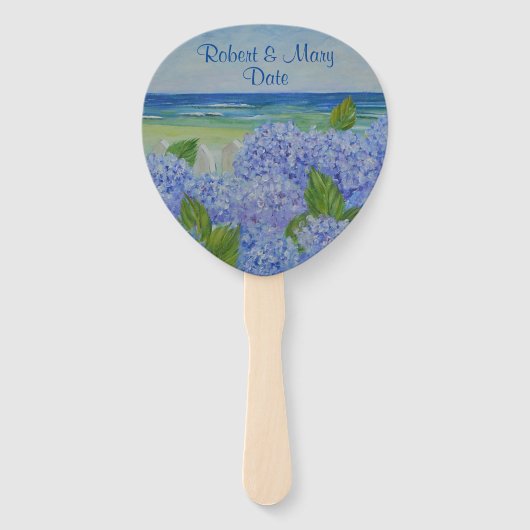 Personalisierte Hydrangeas am Meer Fächer (Vorderseite)