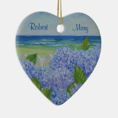 Personalisierte Hydrangeas am Meer Keramik Ornament (Rechts)