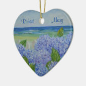 Personalisierte Hydrangeas am Meer Keramik Ornament (Links)