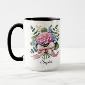 Personalisierte Hydrangeen-Blumen-Name-Tasse Gesch Tasse (Links)