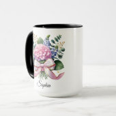 Personalisierte Hydrangeen-Blumen-Name-Tasse Gesch Tasse (Vorderseite Links)