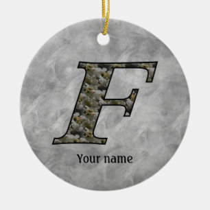 Personalisierte Hydrangeenblumen mit Monogramm Anf Keramik Ornament