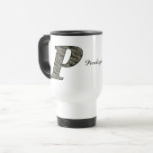 Personalisierte Hydrangeenblumen mit Monogramm Anf Reisebecher (Vorderseite Links)