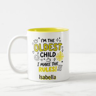 Personalisierte Ich bin das älteste Kind lustige K Zweifarbige Tasse