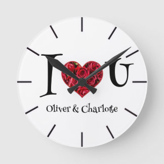 Personalisierte Ich liebe dich ❤️ Paarnamen Runde Wanduhr
