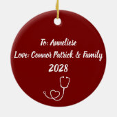 Personalisierte ICU Nurse Gemustert Trendy Keramik Ornament (Hinten)