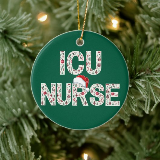 Personalisierte ICU Nurse Gemustert Trendy Keramik Ornament (Baum)