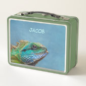 Personalisierte Iguana Reptil Metall Brotdose (Rückseite)