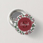 Personalisierte Illustration alter Himbeerblätter Button (Vorne & Hinten)