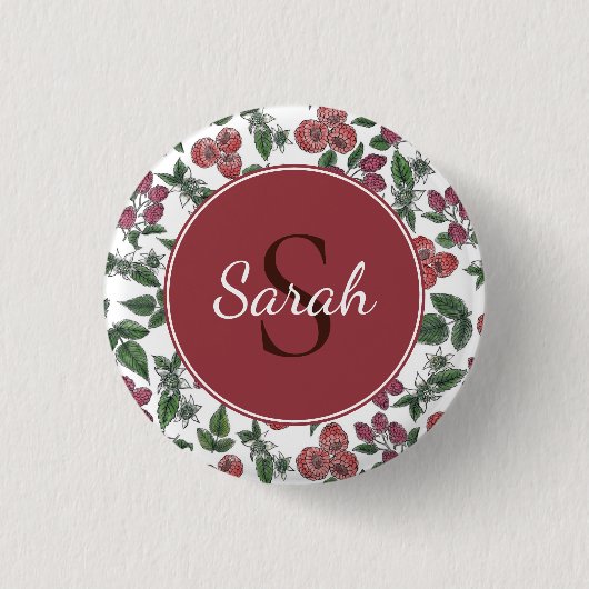 Personalisierte Illustration alter Himbeerblätter Button (Vorderseite)