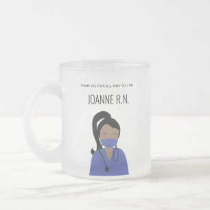 Personalisierte Illustration Danke, Nurse Mattglastasse