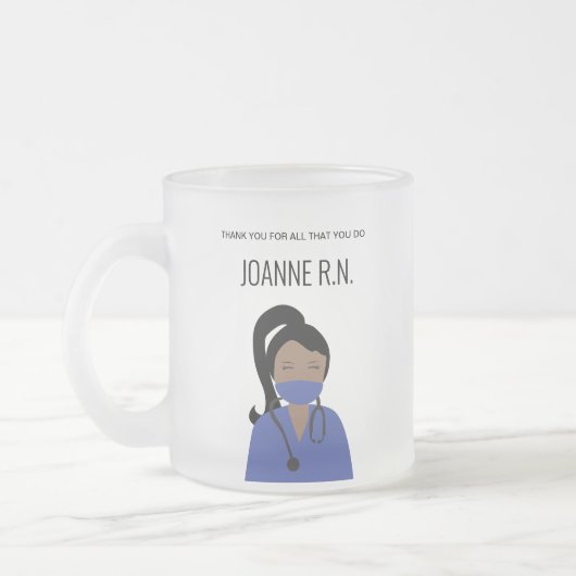 Personalisierte Illustration Danke, Nurse Mattglastasse (Links)