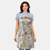 Personalisierte Illustrierte Wildblumen Boho Schürze (Getragen)