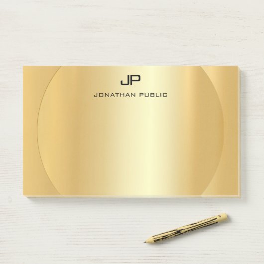 Personalisierte Imitate Gold Elegante Moderne Mono Post-it Klebezettel (Auf Schreibtisch)