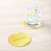 Personalisierte Imitate Gold Elegante Moderne Vorl Runder Pappuntersetzer (Vor Ort)
