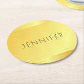 Personalisierte Imitate Gold Elegante Moderne Vorl Runder Pappuntersetzer (Angewinkelt)