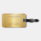 Personalisierte Imitate Gold Moderne elegante Mono Gepäckanhänger (Rückseite horizontal)