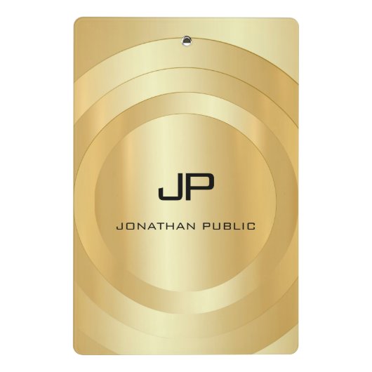 Personalisierte Imitate Gold Monogram Template Ele Mini Klemmbrett (Rückseite)