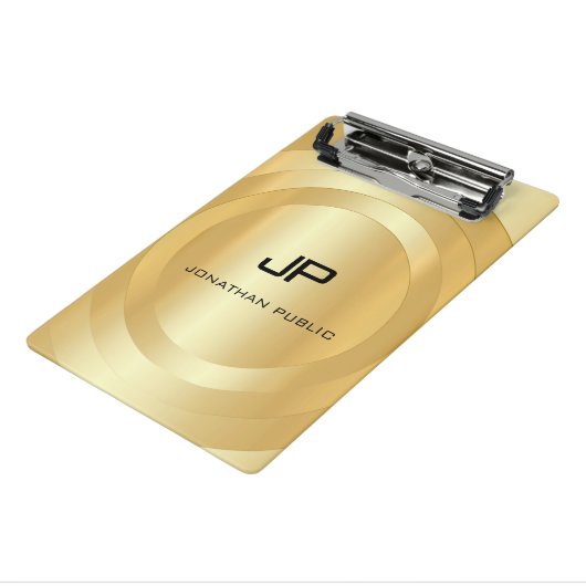 Personalisierte Imitate Gold Monogram Template Ele Mini Klemmbrett (Gewinkelt3)