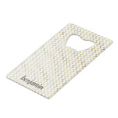 Personalisierte Imitate Gold Zig-Zag Muster Geldbeutel Flaschenöffner (Rückseite Schrägansicht)