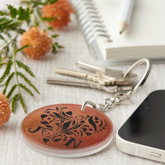 Personalisierte Imitate Leather 3-jähriges Geschen Schlüsselanhänger (Vorderseite rechts)