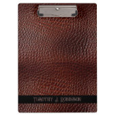 Personalisierte Imitate Leather Brown bestickt Klemmbrett (Vorderseite)
