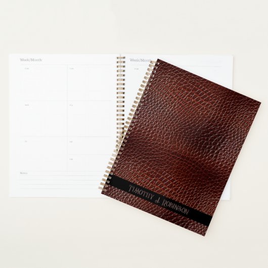 Personalisierte Imitate Leather Brown bestickt Planer (Anzeige)