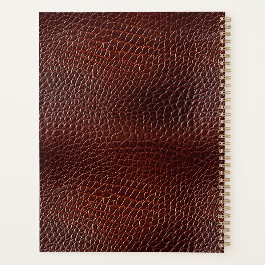 Personalisierte Imitate Leather Brown bestickt Planer (Rückseite)