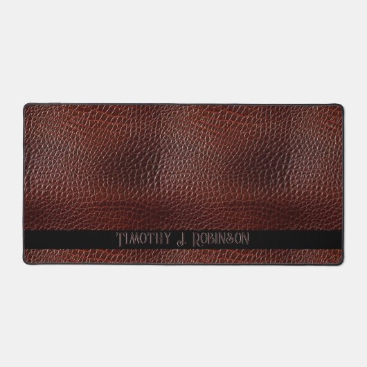 Personalisierte Imitate Leather Brown bestickt Schreibtischunterlage (Vorderseite)