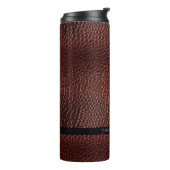 Personalisierte Imitate Leather Brown bestickt Thermosbecher (Nach links gedreht)