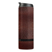 Personalisierte Imitate Leather Brown bestickt Thermosbecher (Nach rechts gedreht)