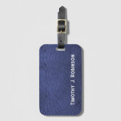 Personalisierte Imitate Navy Blue Leather Gepäckanhänger (Vorderseite Vertikal)