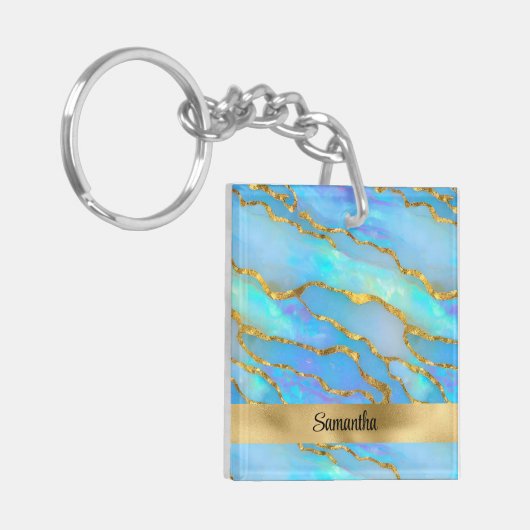 Personalisierte Imitate Opal Stone und Gold Schlüsselanhänger (Vorderseite links)