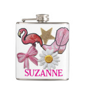 Personalisierte Imitate Patches Rosa Western Boot Flachmann (Vorderseite)