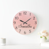 Personalisierte Imitate Pfirsichpfirsichfarben Große Wanduhr (Zuhause)