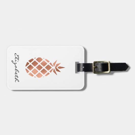Personalisierte Imitate Rose Gold Foil Ananas Gepäckanhänger (Vorderseite horizontal)