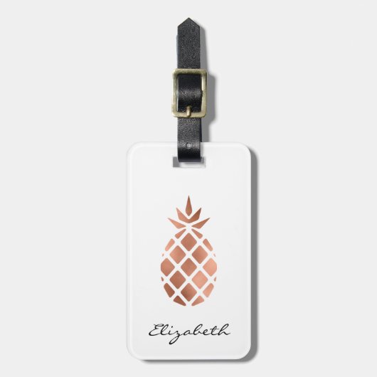 Personalisierte Imitate Rose Gold Foil Ananas Gepäckanhänger (Vorderseite vertikal)