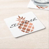 Personalisierte Imitate Rose Gold Foil Ananas Rechteckiger Pappuntersetzer (angewinkelt)