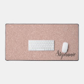 Personalisierte Imitate Rose Gold Glitzer Schreibtischunterlage (Tastatur & Maus)