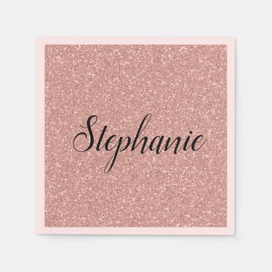 Personalisierte Imitate Rose Gold Glitzer Serviette (Vorderseite)