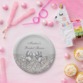 Personalisierte Imitate Silver Sequins Bow Brautpa Pappteller (Party)
