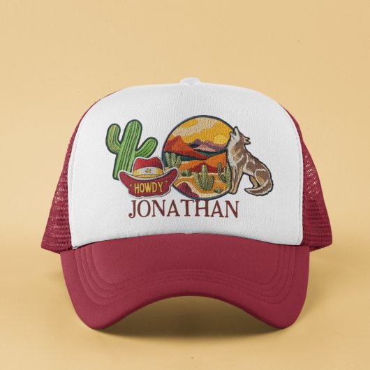 Personalisierte Imitats Patches Howdy Western Cowb Truckerkappe