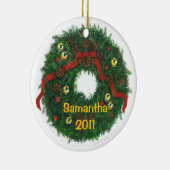 Personalisierte immergrüne Wreath-Verzierung Keramikornament (Rechts)