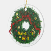 Personalisierte immergrüne Wreath-Verzierung Keramikornament (Links)