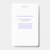 Personalisierte Impfnummer Foto QR Code Ausweis (Back)