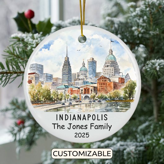 Personalisierte Indianapolis-Ornament, Indiana Keramik Ornament