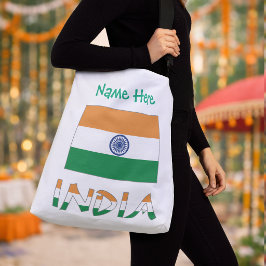 Personalisierte Indien-Flagge-Umhängetasche Tragetaschen Mit Langen Trägern