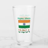 Personalisierte Indienflagge mit zweiseitigem Desi Glas (Vorderseite)